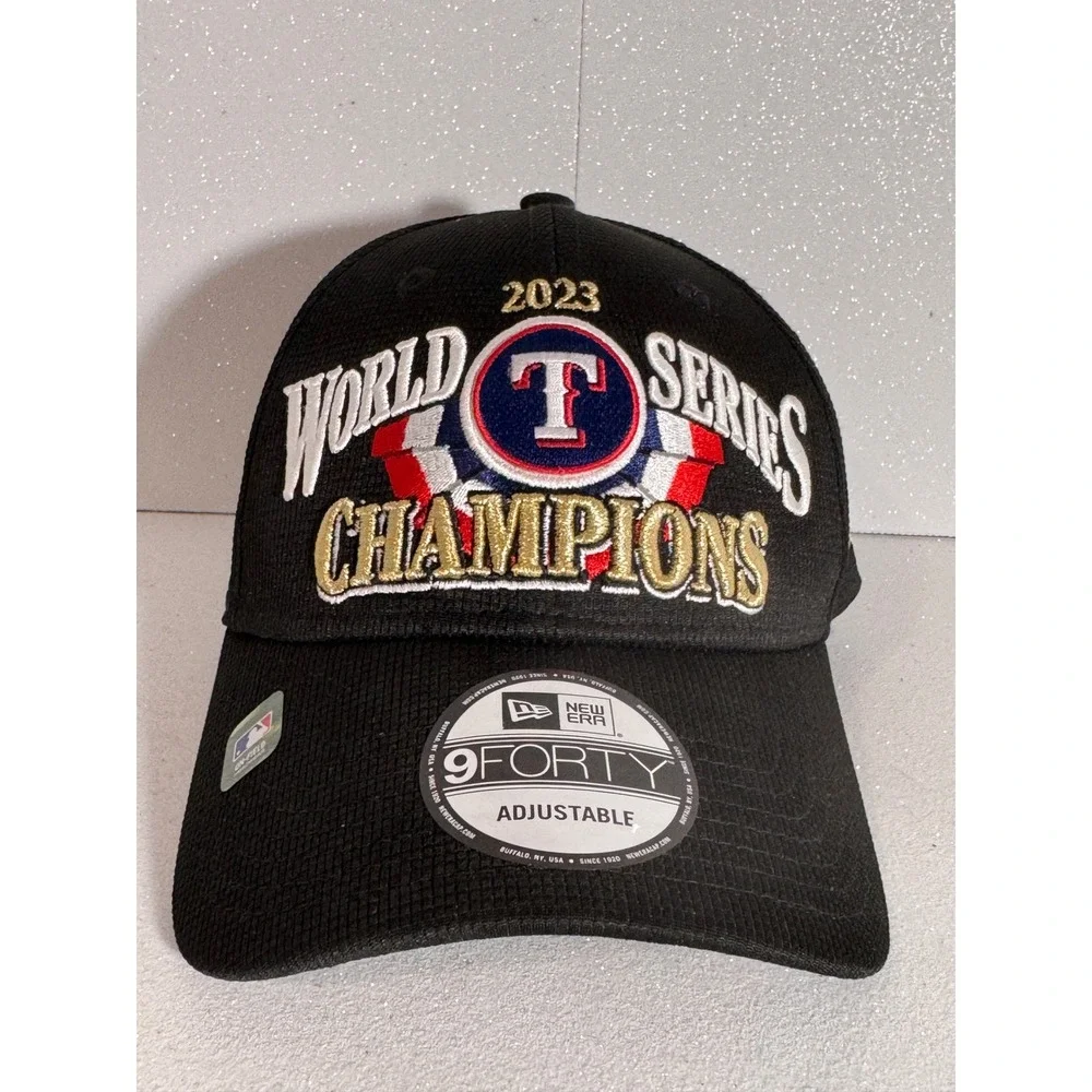 New Era 2023 World Series Champions Texas Rangers 9FORTY Adjustable Hat Black